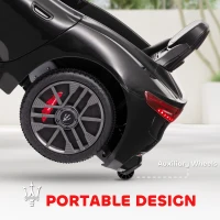 Qaba Maserati Gran Turismo Licensed 12V Kids Electric Car w/ Remote Control, Soft Start, LED Lights, Music, Horn, Black(m-8)