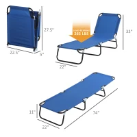 Outsunny Folding Chaise Lounge Pool Chairs, Outdoor Sun Tanning Chairs with 5-Level Reclining Back, Steel Frame for Beach, Yard, Patio, Blue(m-3)