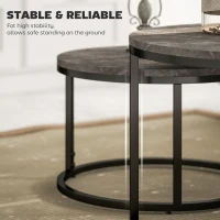 HOMCOM Modern Coffee Table Set of 2, Nesting Side Tables w/ Metal Base for Living Room Bedroom Office Faux Marbled Grey(m-6)