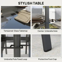 Outsunny 8 Pieces Patio Furniture Set with 9Ft Patio Umbrella, Outdoor Dining Table and Chairs, Mixed Gray(m-4)