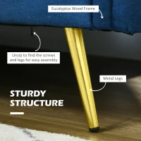 HOMCOM 56" Loveseat Sofa for Bedroom Upholstered 2 Seater Couch with Back Cushions and Pillows, Blue(m-5)