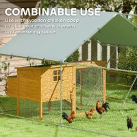 PawHut Large Metal Chicken Run with Waterproof & UV-Resistant Cover, Feeding Door, Hanging Feeder, Perch for 12-18 Chickens(m-10)