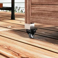 Outsunny Outdoor Grill Cart with Stainless Steel Top, Solid Wood Outdoor Kitchen Island with Wheels, Drawer, Side Handle, Brown(m-9)