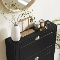 HOMCOM Shoe Cabinet with 3 Flip Drawers, Narrow Shoe Storage Cabinet, Holds 12 Pairs for Entryway, Hallway, Black(m-10)