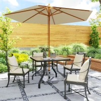 Outsunny Tempered Glass Square Patio Dining Table w/ 2.1" Umbrella Hole for Garden, Balcony, Backyard, 38" x 38" x 28"(m-9)