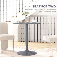 HOMCOM Modern Kitchen Table for 2 People, Round Dining Table with Steel Base for Living Room, Dining Room, Grey(m-4)