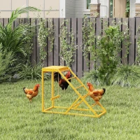 PawHut Chicken Activity Play for Healthy & Happy Animals with Chicken Perches & Hen Ladder, Chicken Coop Toy, Yellow(m-10)