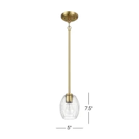 Single Pendant Chain Hanging Light with Clear Glass Shade, Satin Brass Finish, Ideal for Dining Room, Foyer, 5" L x 5" W x 7.5" H, Clear+Gold(m-3)