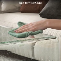 HOMCOM Glass Coffee Table, Clear Coffee Table for Living Room, Modern Rectangle Center Table with Safe Rounded Edges(m-6)