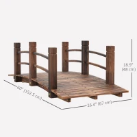 Outsunny 5FT Wood Garden Bridge Outdoor Decorative Landscape Side Rails Backyard Moon Bridge Park Decor Stained Wood(m-3)