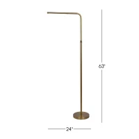 Verve Brassed Floor Lamp with On/Off Switch, Adjustable LED Round Base, 24" L x 10" W x 63" H, Gold(m-3)