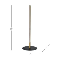 LED Table Lamp with On/Off Switch, Round Metal Base, Energy-Efficient Lighting, Ideal for Home Decor, 7" L x 7" W x 19" H, Black+Gold(m-1)