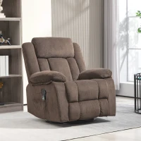 HOMCOM Recliner Massage Armchair with Heat, Oversized Swivel Rocker with Footrest, Remote and Side Pockets, Brown(m-11)