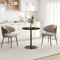 HOMCOM Round Dining Table for 2-4 People, Small Kitchen Table with Wood Grain Top, Black(m-10)