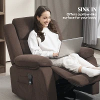 HOMCOM Recliner Massage Armchair with Heat, Oversized Swivel Rocker with Footrest, Remote and Side Pockets, Brown(m-8)