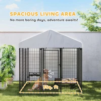 PawHut Outdoor Dog Kennel with Roof with Escape-proof Lock, UV-Resistant & Waterproof Cover, 6' x 6' x 6', Silver(m-4)