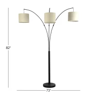 Royal 3-Arm Metal Arc Floor Lamp with Linen Shade, 4-Way Rotary Switch, Elegant Design, 73" L x 38" W x 82"H, Bronze(m-3)