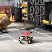 HOMCOM Rolling Creeper Garage Stool, 300 LBS Capacity Mechanic Stool with 360° Wheels, Tool Tray, Adjustable Height, Black(m-10)