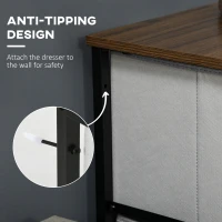 HOMCOM 5 Drawer Dresser for Bedroom, Tall Fabric Chest of Drawers with Steel Frame, Wood Grain Top and Handles, Grey(m-5)