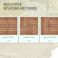 Outsunny 27 Pcs Wood Interlocking Deck Tiles, 12 x 12in Outdoor Flooring Tiles for Indoor and Outdoor Use, Tools Free Assembly, Brown(m-3)