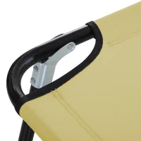 Outsunny Folding Chaise Lounge Pool Chairs, Outdoor Sun Tanning Chairs with 5-Level Reclining Back, Steel Frame for Beach, Yard, Patio, Beige(m-8)