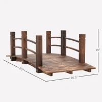 Outsunny Fir Wood Garden Bridge Arc Walkway with Side Railings for Backyards, Gardens, and Streams, Stained Wood, 60" x 26.5" x 19"(m-3)