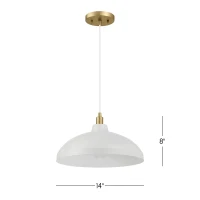 Pendant Lamp with Astral Single Light, Brass Finish for Entrance or Kitchen Island, 14" L x 14" W x 8" H, Gold+White(m-3)