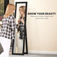 HOMCOM 15" x 62" Full Length Mirror for Bedroom, Free Standing Dressing Mirror, Wall Mirror for Living Room, Black(m-4)