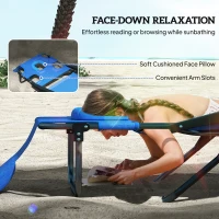Outsunny Folding Lounge Chair w/ Reclining Back, Dark Blue(m-4)
