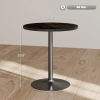 HOMCOM Round Dining Table for 2-4 People, Small Kitchen Table with Wood Grain Top, Black(m-3)