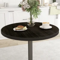 HOMCOM Round Dining Table for 2-4 People, Small Kitchen Table with Wood Grain Top, Black(m-9)