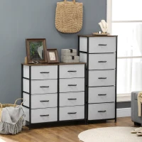 HOMCOM 8 Drawer Dresser for Bedroom, Fabric Chest of Drawers with Steel Frame, Wood Grain Top and Handles, Grey(m-8)