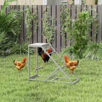 PawHut Chicken Activity Play for Healthy & Happy Animals, Swing Set with Chicken Perches & Hen Ladder, Chicken Coop Toy, Gray(m-10)