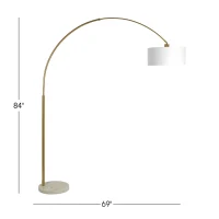 Ambient Arch Brass Floor Lamp with Large Linen Shade, Sophisticated Design, 69" L x 17" W x 84" H, Gold+White(m-3)