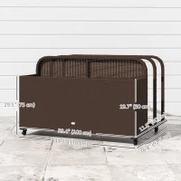 Outsunny Rolling Pool Storage Rattan Patio Furniture Outdoor Storage Wicker Organizer for Floats, Paddles, Balls, Towels, Brown(m-3)