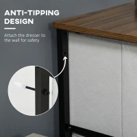 HOMCOM 8 Drawer Dresser for Bedroom, Fabric Chest of Drawers with Steel Frame, Wood Grain Top and Handles, Grey(m-5)