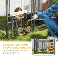 PawHut 5.9' x 4' x 6' Outdoor Dog Kennel with Roof, Rotating & 4-Level Adjustable Bowls(m-6)