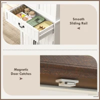HOMCOM 71" LED Kitchen Pantry Cabinet, Farmhouse Storage Cabinet with Door Shelves, Distressed White(m-10)