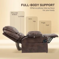 HOMCOM Power Lift Chair for Elderly, Faux Leather Recliner Sofa with Vibration Massage and Heat, Remote, Side Pockets, Brown(m-9)