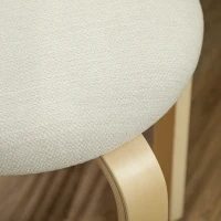 HOMCOM Stackable Wood Stools Set of 4, Stacking Kitchen Stools with Padded Seat for Dining Room, Living Room, Cream White(m-9)