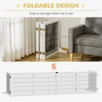 PawHut Wooden Pet Gate, 6-Panel Folding Dog Safety Barrier with Support Feet for Small & Medium Dogs, White(m-6)