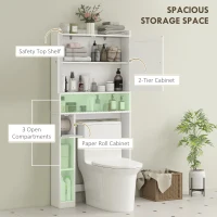 HOMCOM Modern Over the Toilet Storage Cabinet with 2 Doors, Above Commode Storage Cabinet with Toilet Paper Holder, White(m-4)