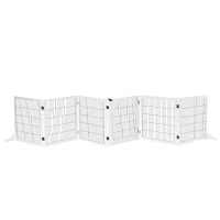 PawHut Wooden Pet Gate, 6-Panel Folding Dog Safety Barrier with Support Feet for Small & Medium Dogs, White(m-12)