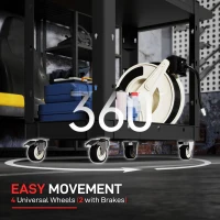 HOMCOM 2-Tier Rolling Tool Cart with Wheels, 500 LBS Capacity Utility Cart with Handle, Mobile Service Tool Organizer, Black(m-5)