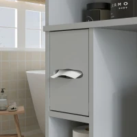 HOMCOM Modern Over the Toilet Storage Cabinet with 2 Doors, Above Commode Storage Cabinet with Toilet Paper Holder, Gray(m-9)