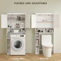 HOMCOM Modern Over the Toilet Storage Cabinet with 2 Doors, Above Commode Storage Cabinet with Toilet Paper Holder, White(m-5)