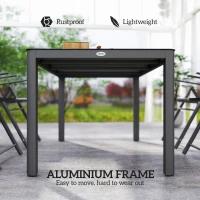 Outsunny 59" x 35" Aluminium Outdoor Dining Table for 6, with Glass Tabletop, Grey(m-5)