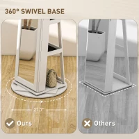 HOMCOM 360° Swivel Jewelry Armoire, Lockable Jewelry Cabinet with Full-Length Mirror, Storage Shelves, White(m-5)