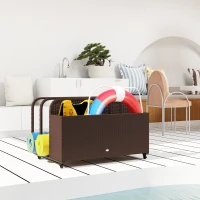 Outsunny PE Rattan Pool Float Storage Organizer with Wheels, Brown(m-9)