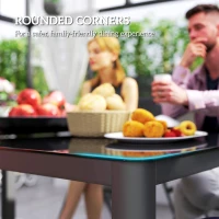 Outsunny 59" x 35" Aluminium Outdoor Dining Table for 6, with Glass Tabletop, Grey(m-7)